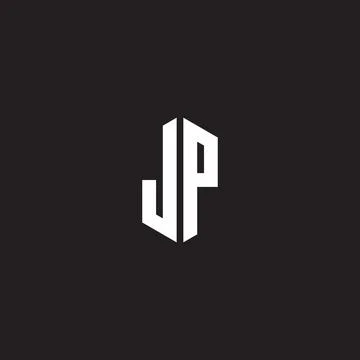 JP Logo monogram with hexagon shape style design template Illustrazione stock