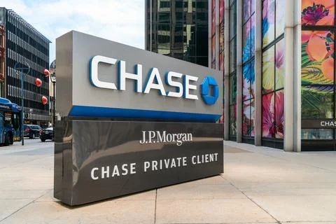 JP Morgan Chase Private Client bank and trademark logo Stock Photos