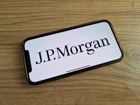 JP Morgan logo displayed on mobile phone Stock Photos