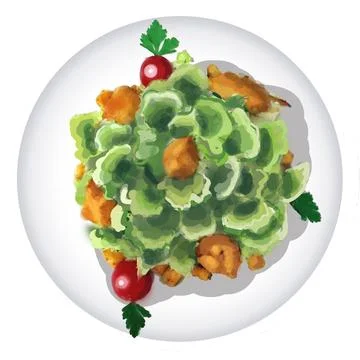 JPEG Grilled Chicken Caesar Salad Stock Illustration