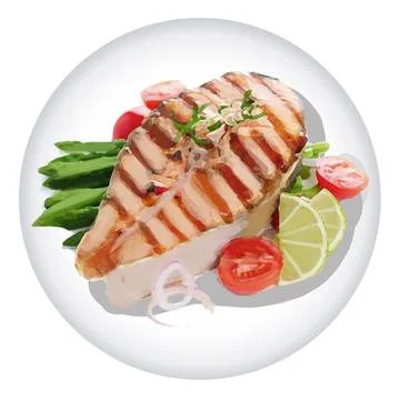 JPEG Grilled Salmon Stock Illustration