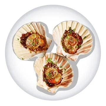JPEG Grilled Scallops Stock Illustration