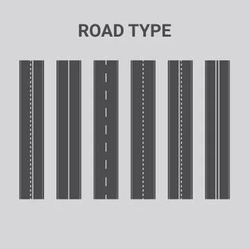 Jpeg road type illustration. Set of different road marking. Vertical straight Stock Illustration