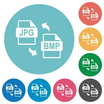 JPG BMP file conversion flat round icons Stock Illustration