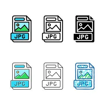Jpg file format document color icon set vector 스톡 일러스트