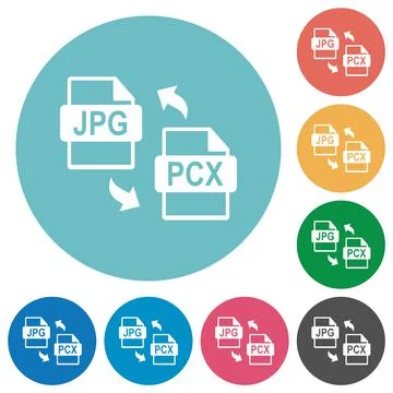 JPG PCX file conversion flat round icons 库存插图