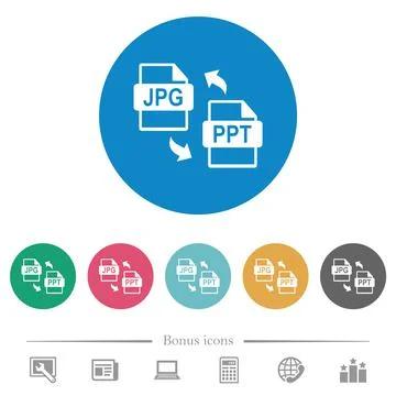 JPG PPT file conversion flat round icons Stock Illustration