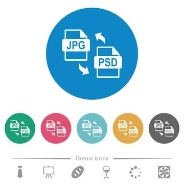 JPG PSD file conversion flat round icons Stock Illustration