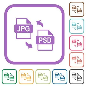 JPG PSD file conversion simple icons 库存插图