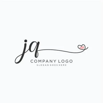 JQ Initial handwriting logo design Illustrazione stock