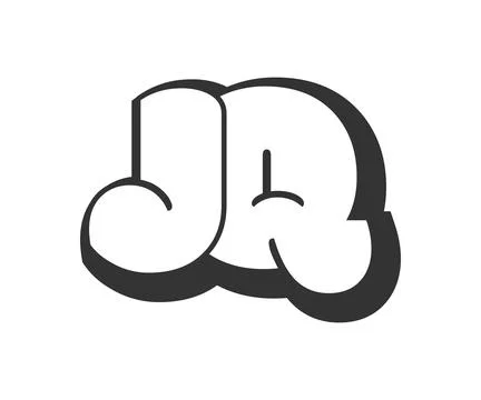 JQ logo, bubble comic lettering, rounded in graffiti style black and white .. Stock Illustration