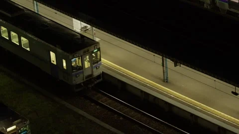 JR KiHa 40 train at platform at night, Hakodate, Japan, 2026.09.10. Stock Footage 345427261