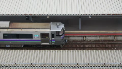 JR train parked at station platform, Hakodate, Japan, 2026.09.10. Stock Footage 345426439