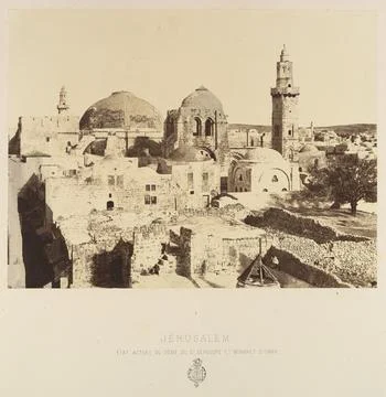 Jrusalem. tat actuel du dme, du St. Spulcre et Minaret d'Omar 1860 or later.. Stock Photos