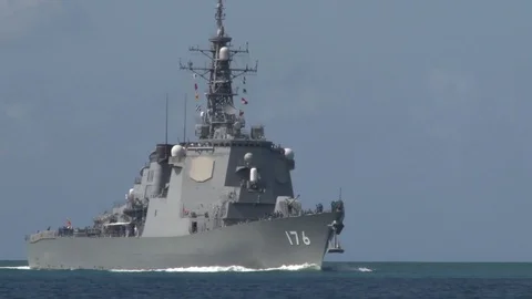 JS Chōkai rrives at Joint Base Pearl Harbor-Hickam - 2016 Stock Footage 93131854