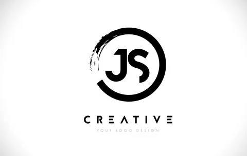 JS Circular Letter Logo with Circle Brush Design and White Background. Stock Illustration