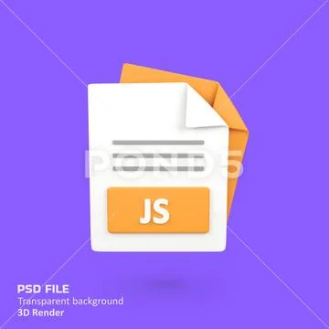 JS file document type isolated 3d render icon illustration PSD Template