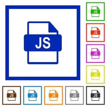 JS file format framed flat icons Illustrazione stock
