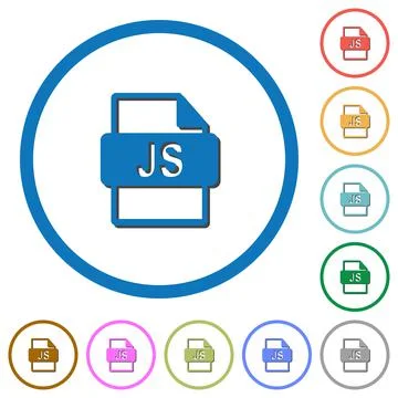 JS file format icons with shadows and outlines Stock Illustration