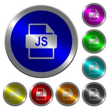 JS file format luminous coin-like round color buttons Stock Illustration