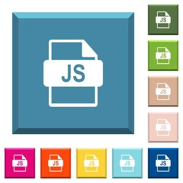JS file format white icons on edged square buttons 스톡 일러스트