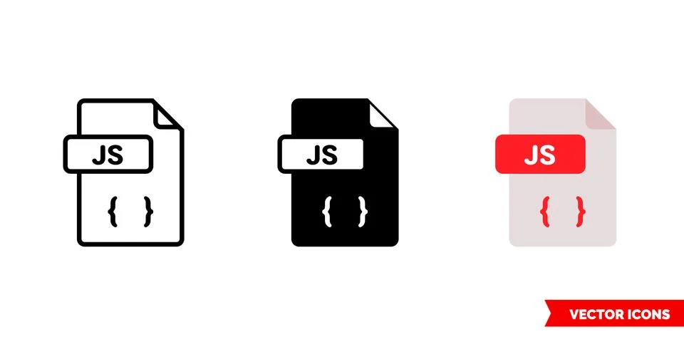 JS file icon of 3 types. Isolated vector sign symbol. イラスト素材