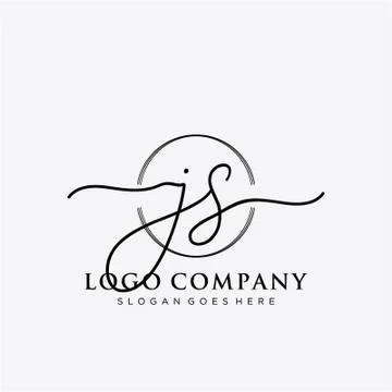 JS Initial handwriting logo design Stock Illustration