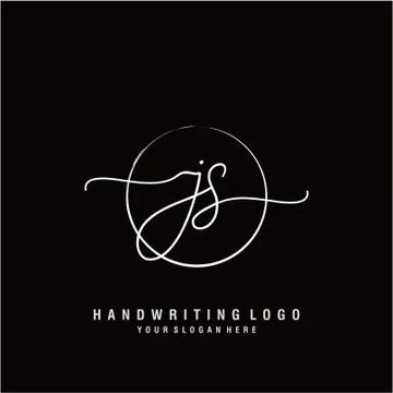 JS Initial handwriting logo design Stock Illustration