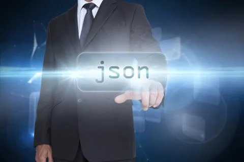 Json against glowing technological background Illustrazione stock