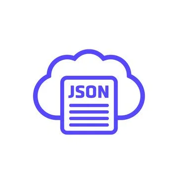 JSON file, document in a cloud icon Ilustração Stock