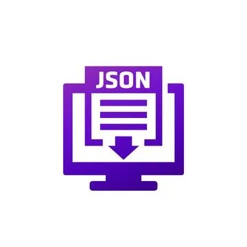 JSON file download icon with a computer 스톡 일러스트