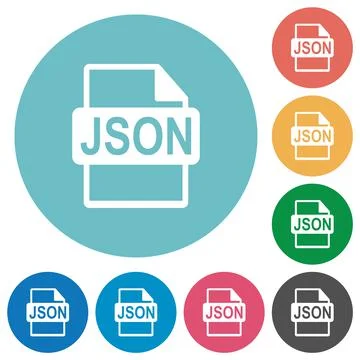 JSON file format flat round icons Stockillustratie