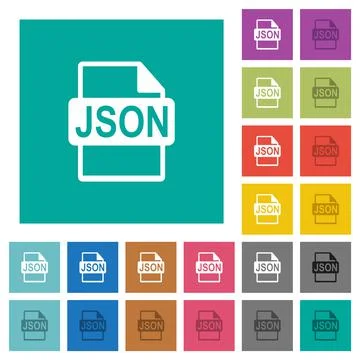 JSON file format square flat multi colored icons Stock Illustration