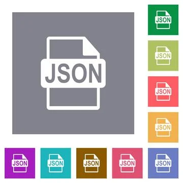 JSON file format square flat icons Stockillustratie