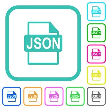 JSON file format vivid colored flat icons Stock Illustration