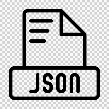 Json file icon outline style design. Document text file symbol Stock Illustration