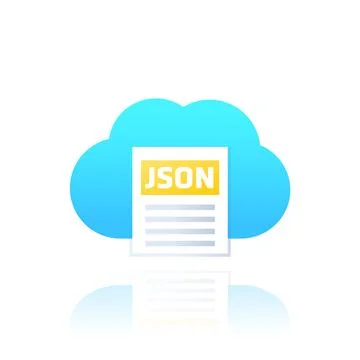 JSON file upload to cloud, icon for web Stock-Illustration
