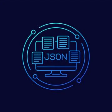 JSON files, documents icon, linear design Illustrazione stock
