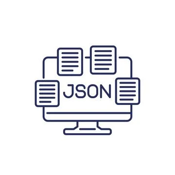 JSON files, documents line icon Stock-Illustration