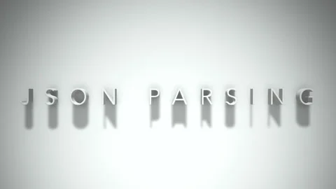 Json parsing 3D title animation white text on a white background Stock Footage 299368658