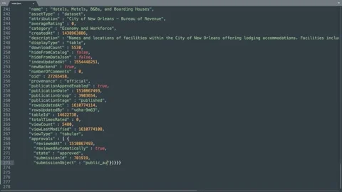 Json Programming Language Source Code Typing Effect. Json Programmer Ticker C Stock Footage 147904312