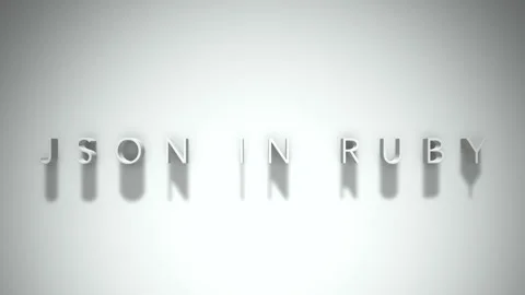 Json in ruby 3D title animation white text on a white background Stock Footage 299368636