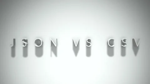 Json vs csv 3D title animation with shadows on a white background Stockbeeldmateriaal 297021019