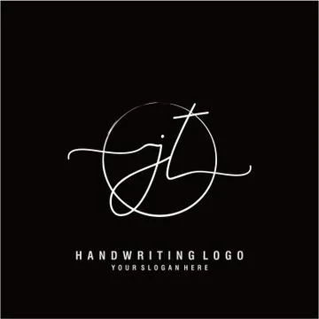 JT Initial handwriting logo design Stockillustratie