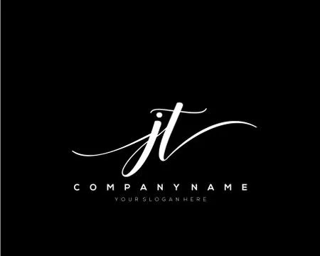 JT Initial Letter handwriting logo hand drawn template vector Stock Illustration