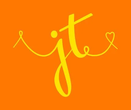 JT initial wedding monogram calligraphy vector illustration. Hand drawn let.. Stock Illustration