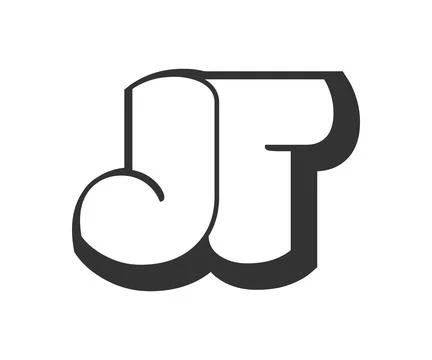 JT logo, bubble comic lettering, rounded in graffiti style black and white .. Stock Illustration
