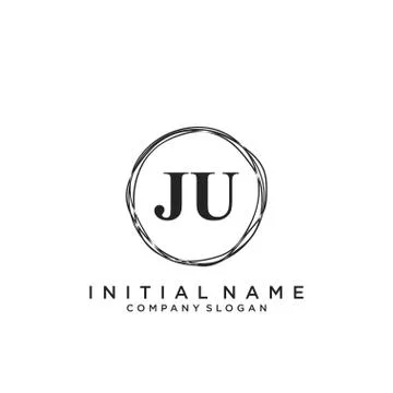 JU Initial handwriting logo design Stock Illustration