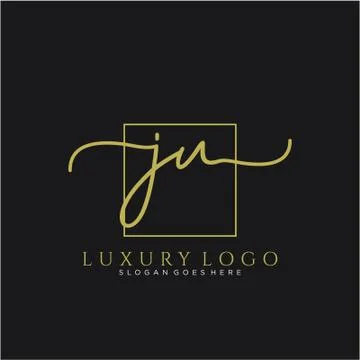 JU Initial handwriting logo design Stock Illustration