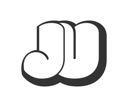 JU logo, bubble comic lettering, rounded in graffiti style black and white .. Stock Illustration